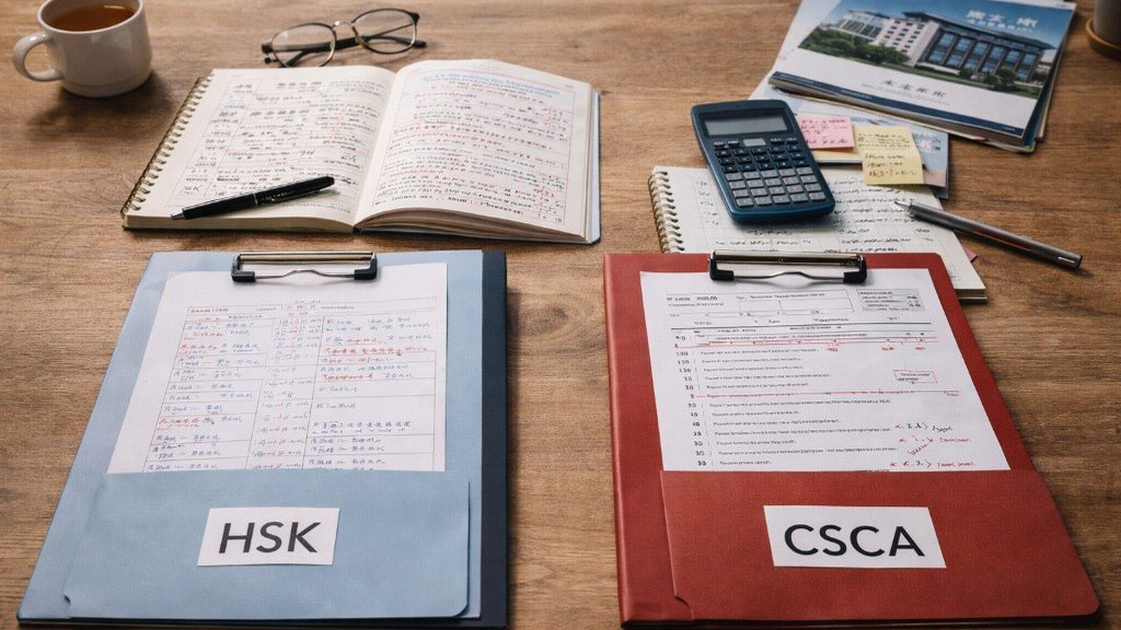 Сравнение двух папок с материалами HSK и CSCA для поступления в Китай